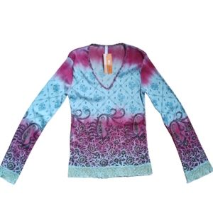 Ombre mesh long sleeve top sz M